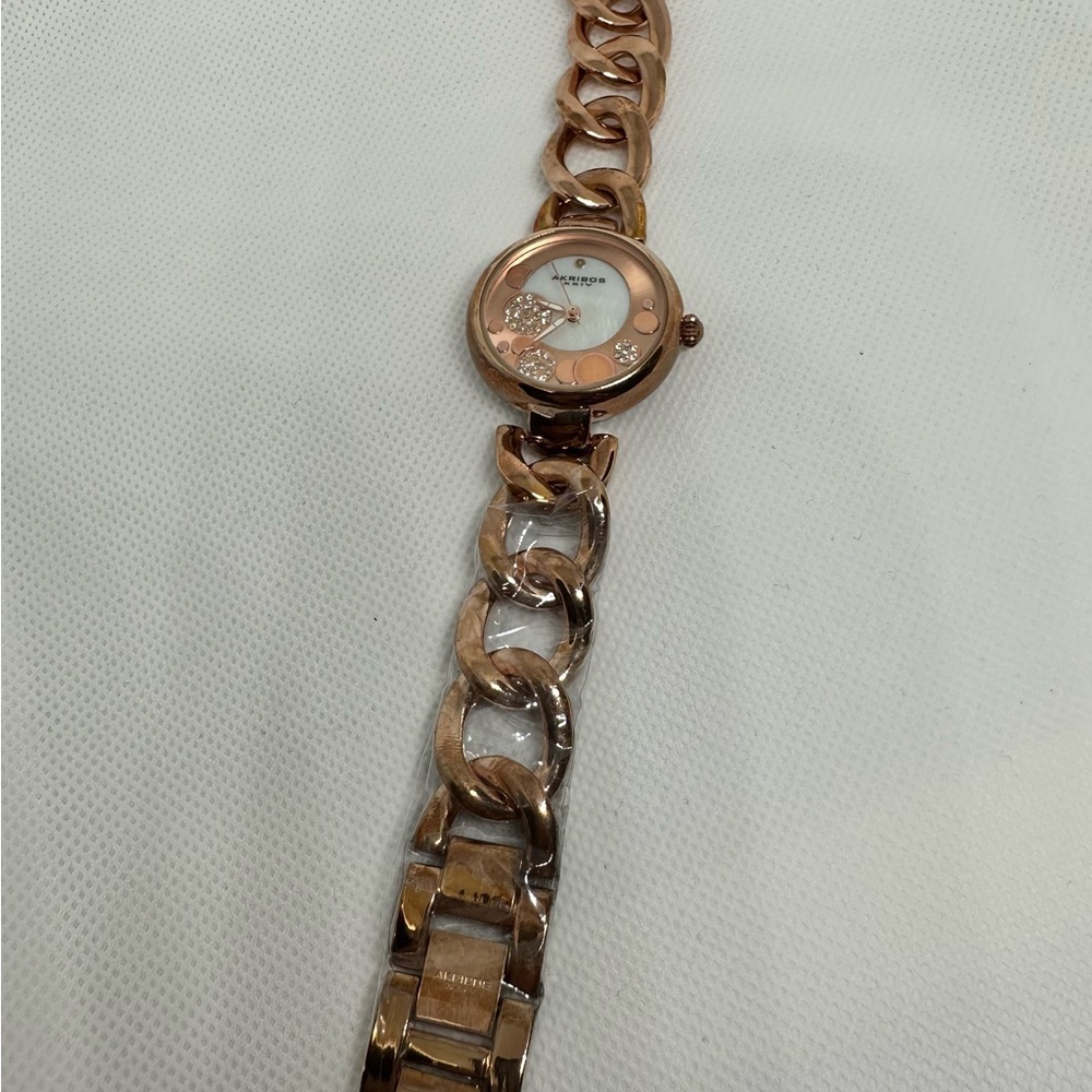 NWOT Akribos XXIV Women's Rose Gold Watch with Crystal Accents - Picture 2 of 6